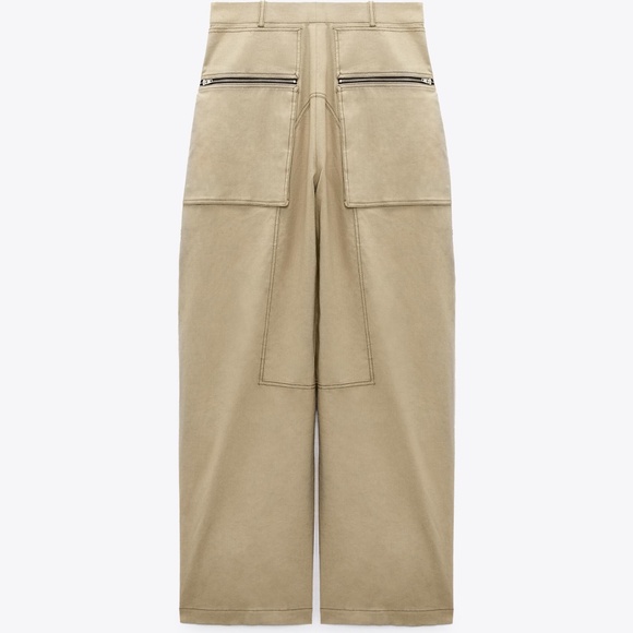 NWT Zara topstitched zipper cargo pants XS - Picture 5 of 16